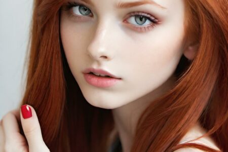 AI girl with red hair wallpaper