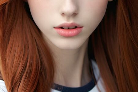 AI girl with red hair wallpaper