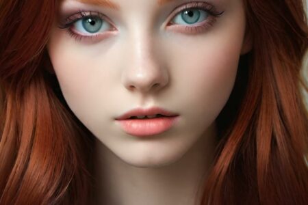 AI girl with red hair wallpaper