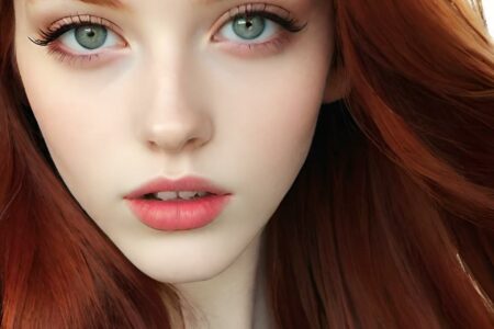AI girl with red hair wallpaper