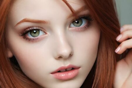 AI girl with red hair wallpaper