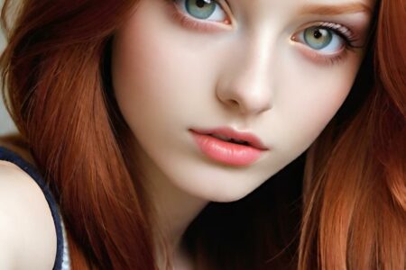 AI girl with red hair wallpaper