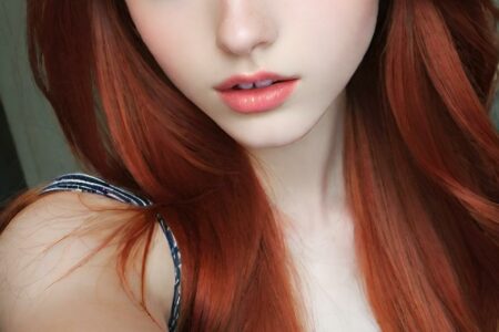 AI girl with red hair wallpaper
