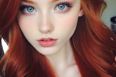 AI girl with red hair wallpaper