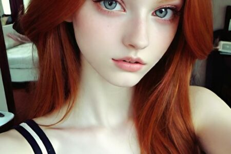 AI girl with red hair wallpaper
