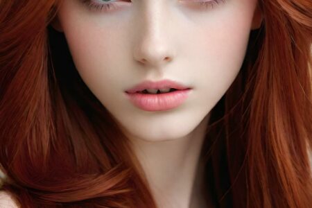 AI girl with red hair wallpaper