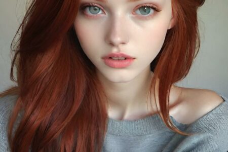 AI girl with red hair wallpaper