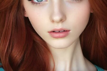 AI girl with red hair wallpaper