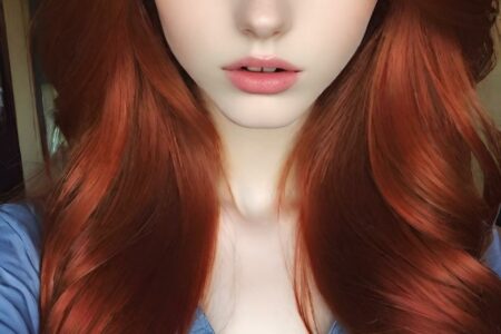 AI girl with red hair wallpaper