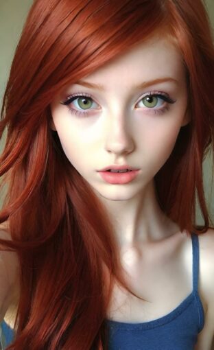 AI girl with red hair wallpaper