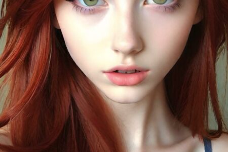 AI girl with red hair wallpaper
