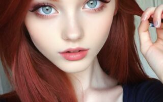 AI girl with red hair wallpaper