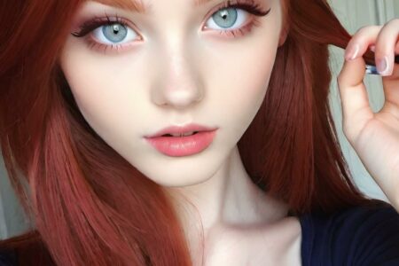 AI girl with red hair wallpaper