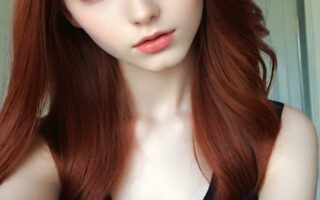 AI girl with red hair wallpaper