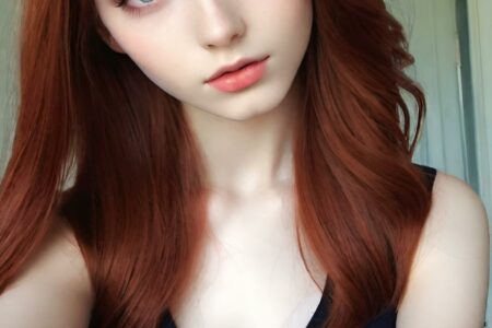 AI girl with red hair wallpaper