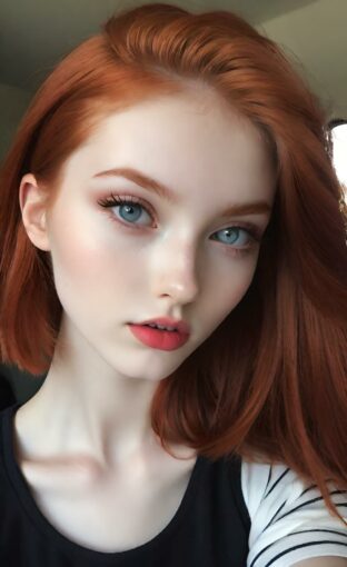 AI girl with red hair wallpaper