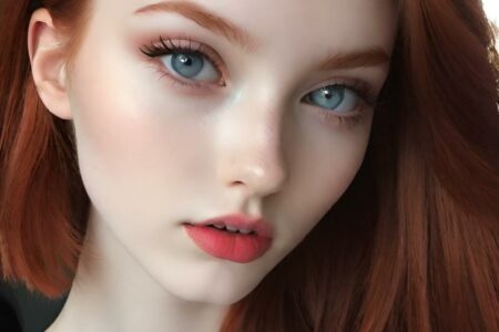 AI girl with red hair wallpaper