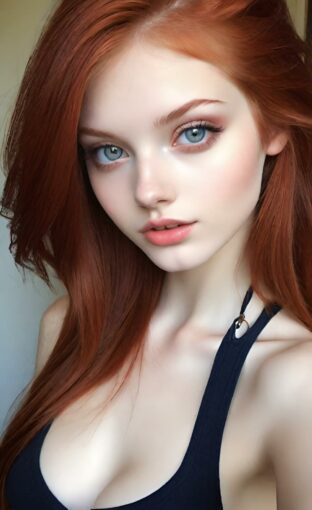 AI girl with red hair wallpaper