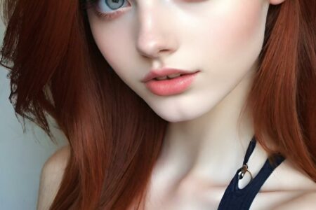AI girl with red hair wallpaper