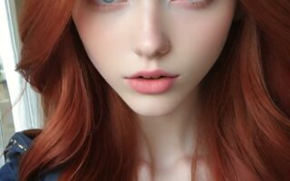 AI girl with red hair wallpaper