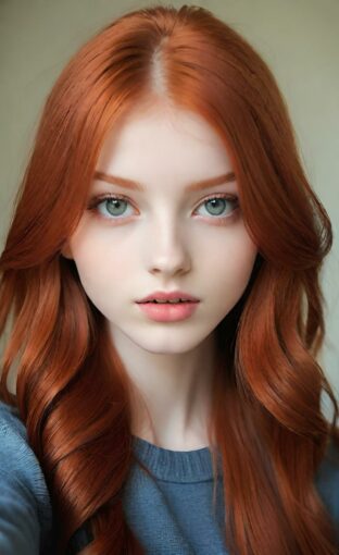 AI girl with red hair wallpaper