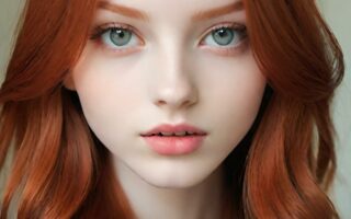 AI girl with red hair wallpaper
