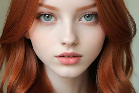 AI girl with red hair wallpaper