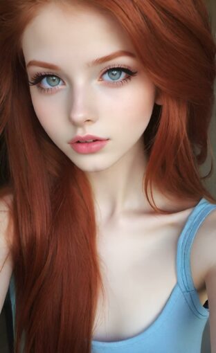 AI girl with red hair wallpaper