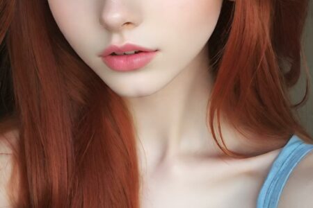 AI girl with red hair wallpaper