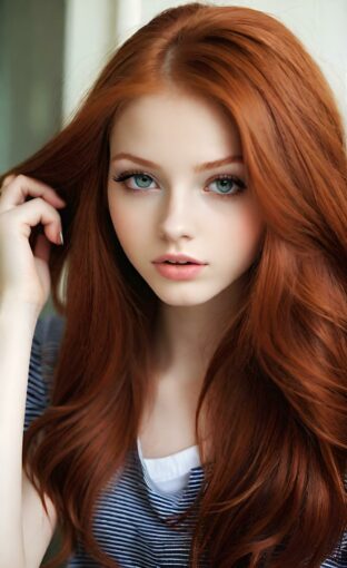 AI girl with red hair wallpaper
