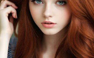 AI girl with red hair wallpaper