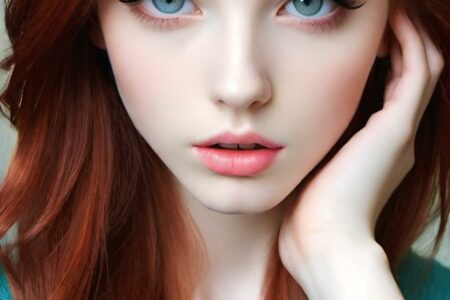 AI girl with red hair wallpaper
