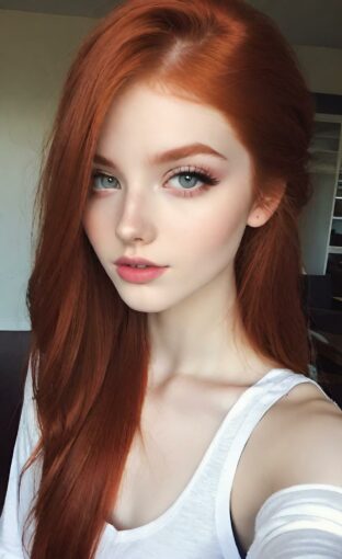 AI girl with red hair wallpaper
