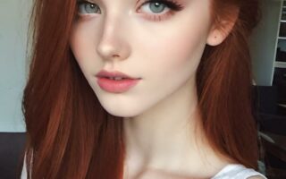 AI girl with red hair wallpaper