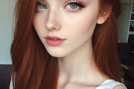 AI girl with red hair wallpaper