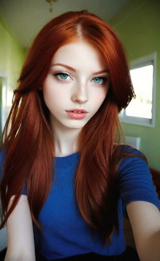 AI girl with red hair wallpaper
