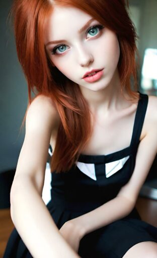 AI girl with red hair wallpaper