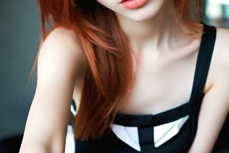 AI girl with red hair wallpaper
