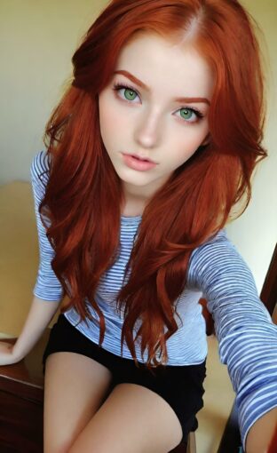 AI girl with red hair wallpaper