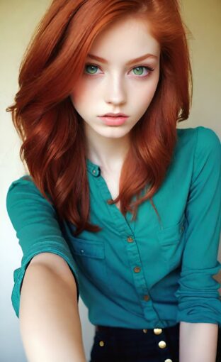 AI girl with red hair wallpaper