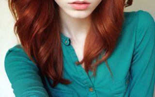 AI girl with red hair wallpaper