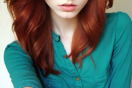 AI girl with red hair wallpaper