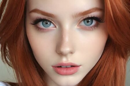 AI girl with red hair wallpaper