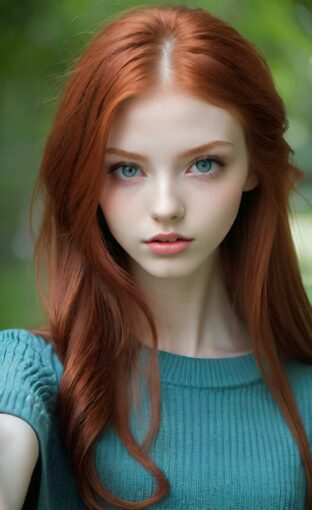AI girl with red hair wallpaper