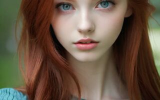AI girl with red hair wallpaper