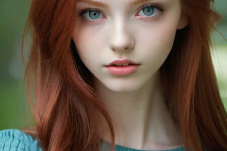 AI girl with red hair wallpaper