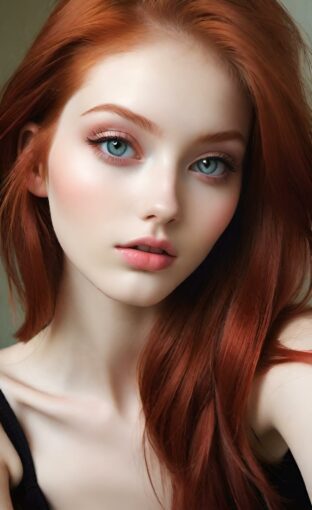 AI girl with red hair wallpaper