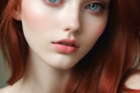 AI girl with red hair wallpaper