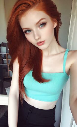 AI girl with red hair wallpaper