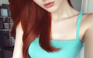 AI girl with red hair wallpaper